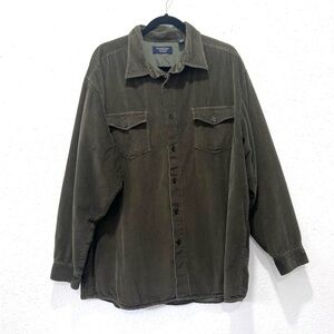 Roundtree & Yorke Green Lightweight solid‎ corduroy cotton Shirt Jacket XL